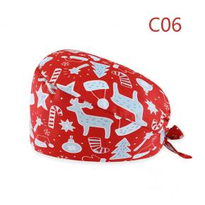 Christmas Theme cartoon Printed Surgical Hat Unisex Doctor Nurse Hospital Clinic Work Hat cap