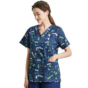 unisex cotton pattern Prints V-Neck Print Top scrubs Top DNAF Dental Affirmations